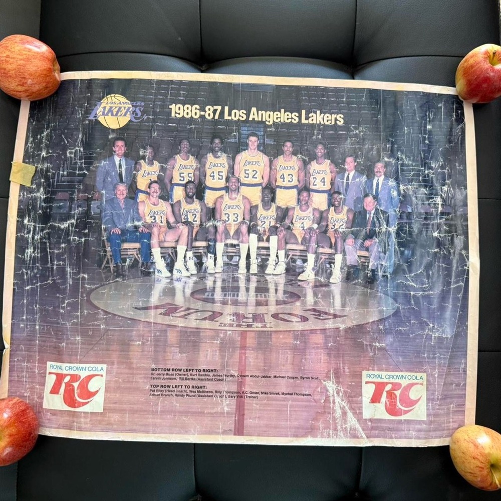 RARE LOS ANGELES LAKERS NBA 1986-87 VINTAGE ORIGINAL TEAM POSTER